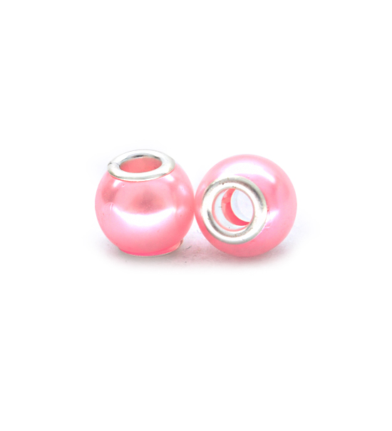 Perla agujero grande,pastel (2 piezas) 10x12 mm - Rosado